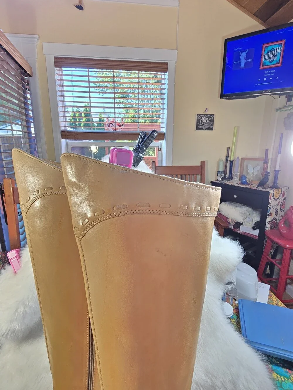 Wild Pair Knee-high Cream/Tan Boho/Western Style Tall Boots - Womens